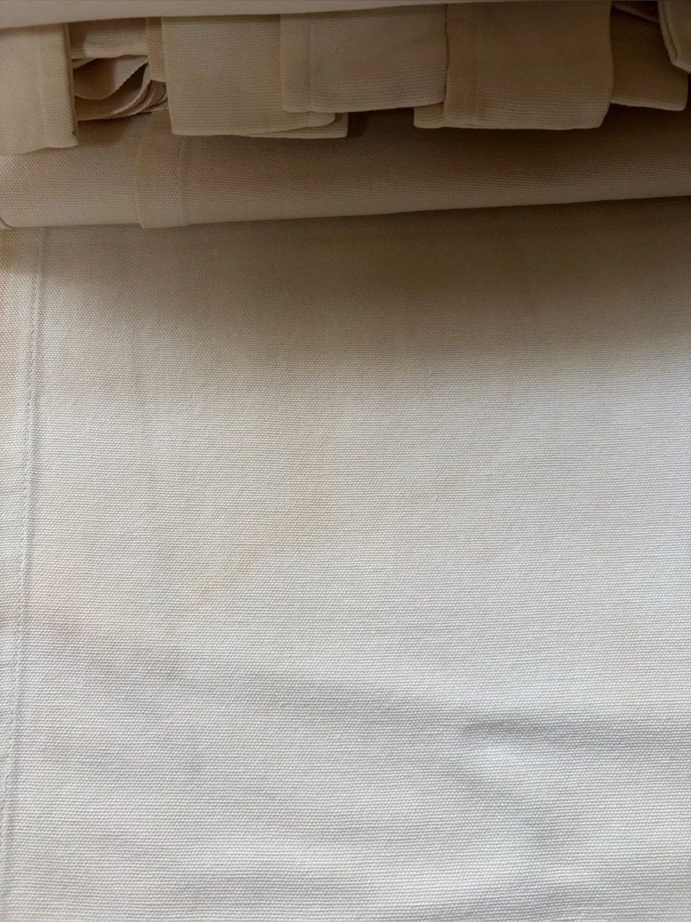 Pottery Barn Tab Top Curtains & Holdbacks Set White Linen Look 6 Pcs
